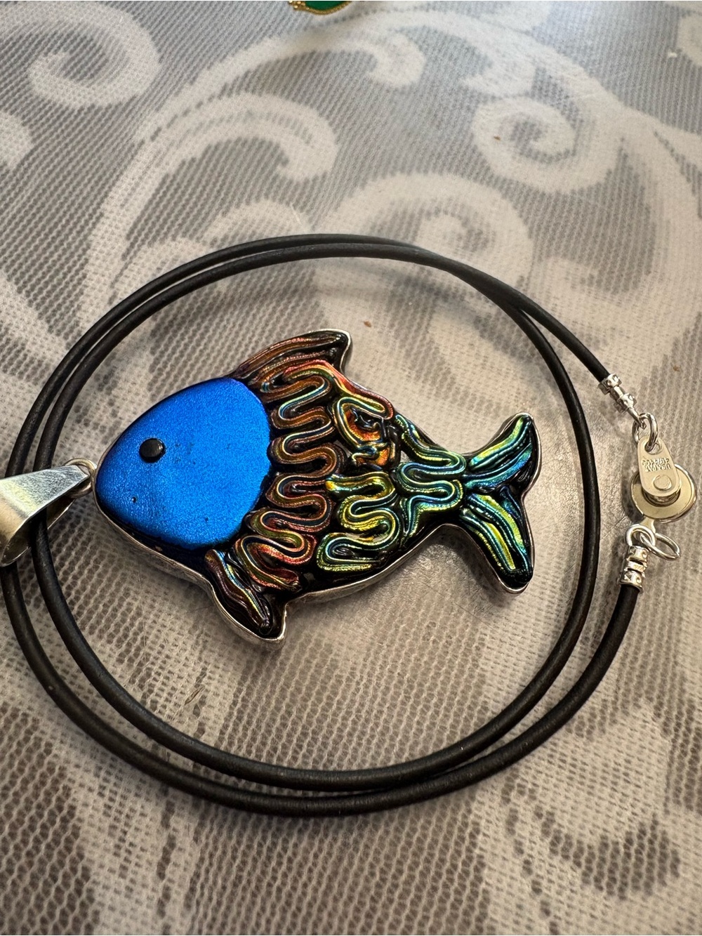 Handmade Blue & Multicolor Fish Pendant Necklace - Artistic Glass Charm